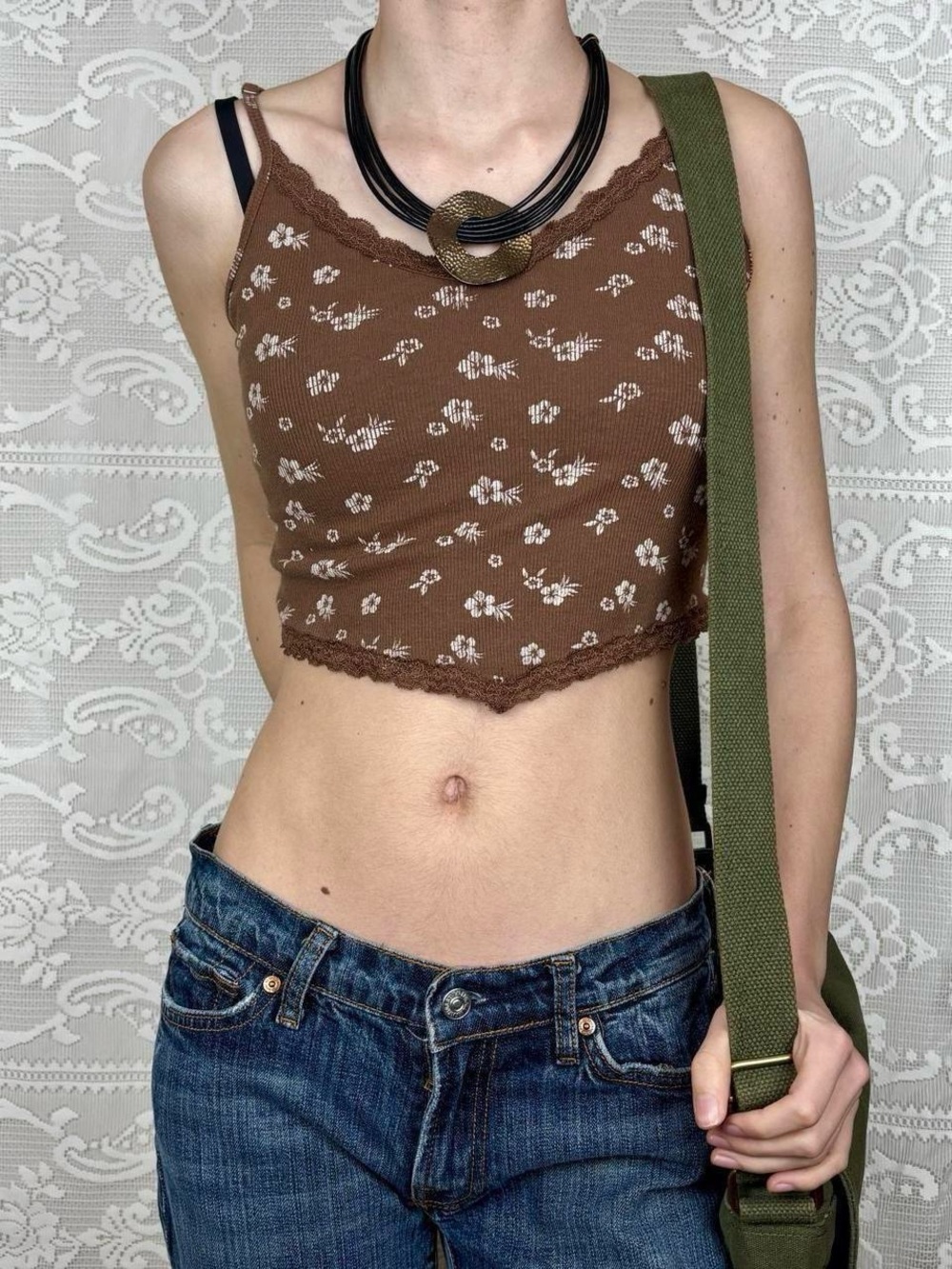 Vintage Y2K Hollister Floral Cami beautiful lace trim✨